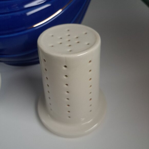 Hall Pottery Blue Gold Aladdin Lamp 6 Cup Teapot Tea Strainer MCM Genie-Inspired - Picture 12 of 16